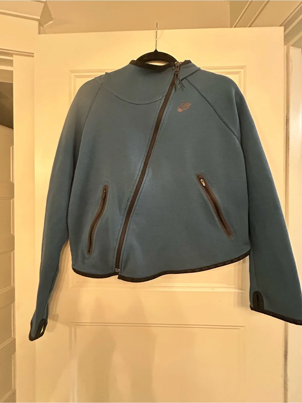 Nike Tech Fleece Buttertly Asymmetrical Full Zip Hoodie Hoodie Teal Blue